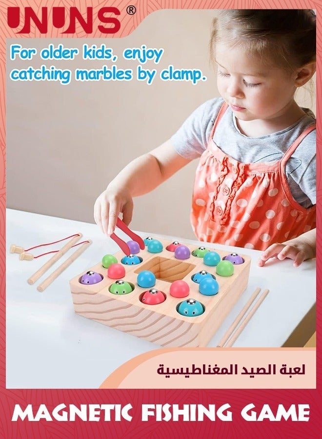 UNUNS Magnetic Fishing Game,Montessori Toys For Toddlers,Wooden Game,Fine Motor Skill Autism Toys,Magnet Pole Clamp Chopsticks Preschool Math Game,Gift Kids Age 3 4 5 6 Year Old - Image 5