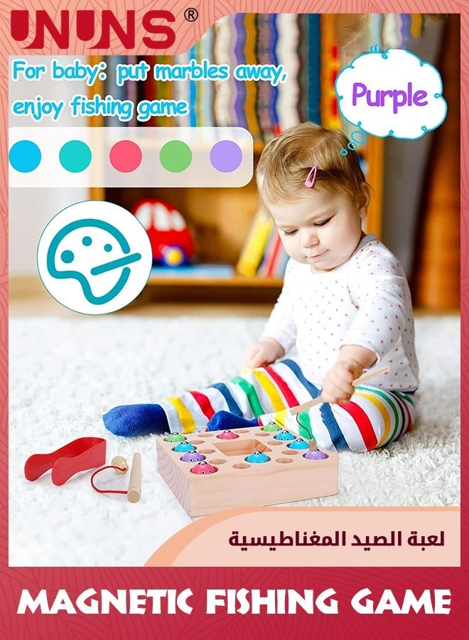 UNUNS Magnetic Fishing Game,Montessori Toys For Toddlers,Wooden Game,Fine Motor Skill Autism Toys,Magnet Pole Clamp Chopsticks Preschool Math Game,Gift Kids Age 3 4 5 6 Year Old - Image 3