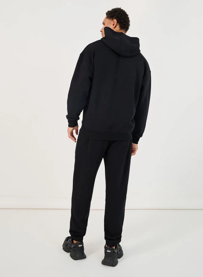 Styli Styli Patch Detail Fleece Oversized Hoodie and Cuffed Joggers Co-Ords