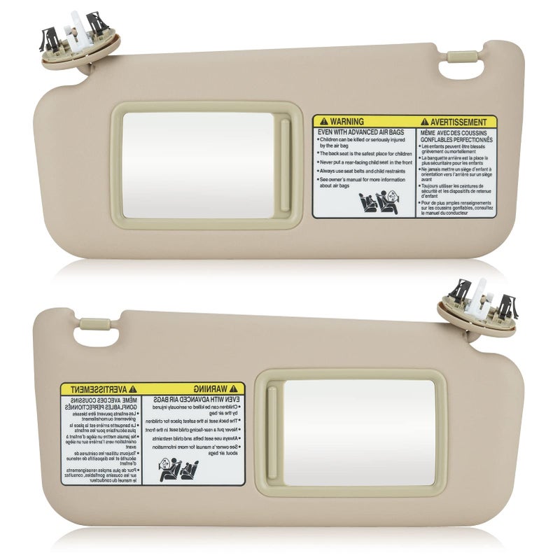 حاجب الشمس الأيسر والأيمن مع ضوء تجميلي لسيارة تويوتا RAV4 من 2006 إلى 2013 بديل لحاجب الشمس للجانب الأيسر والأيمن بيج رقم القطعة 7432042501B2 7431042452B2