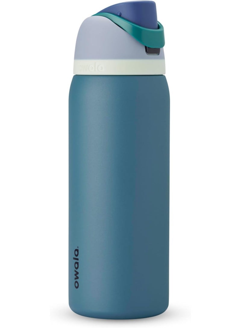 Owala Owala FreeSip Insulated Stainless Steel Water Bottle with Straw, BPA-Free Sports Water Bottle, Great for Travel, 32 Oz, Blue oasis  - Image 2