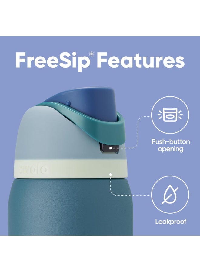 Owala Owala FreeSip Insulated Stainless Steel Water Bottle with Straw, BPA-Free Sports Water Bottle, Great for Travel, 32 Oz, Blue oasis  - Image 4