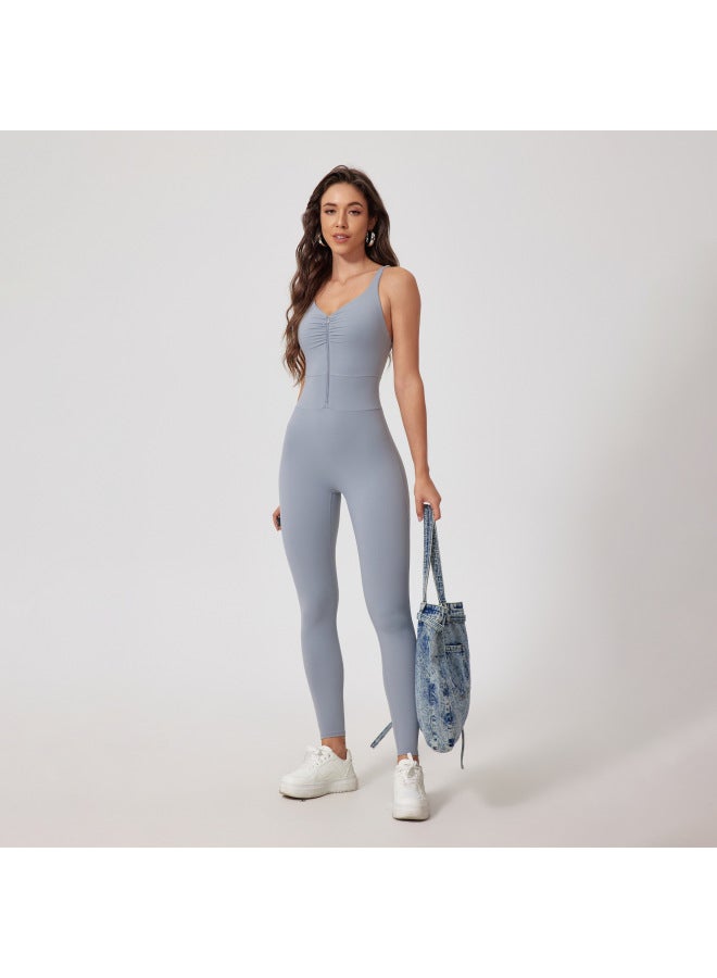 Zipper Scrub Naked Tight Yoga Jompon Outdoor Sports Jompon Quick-drying Running Fitness Suit - Image 1