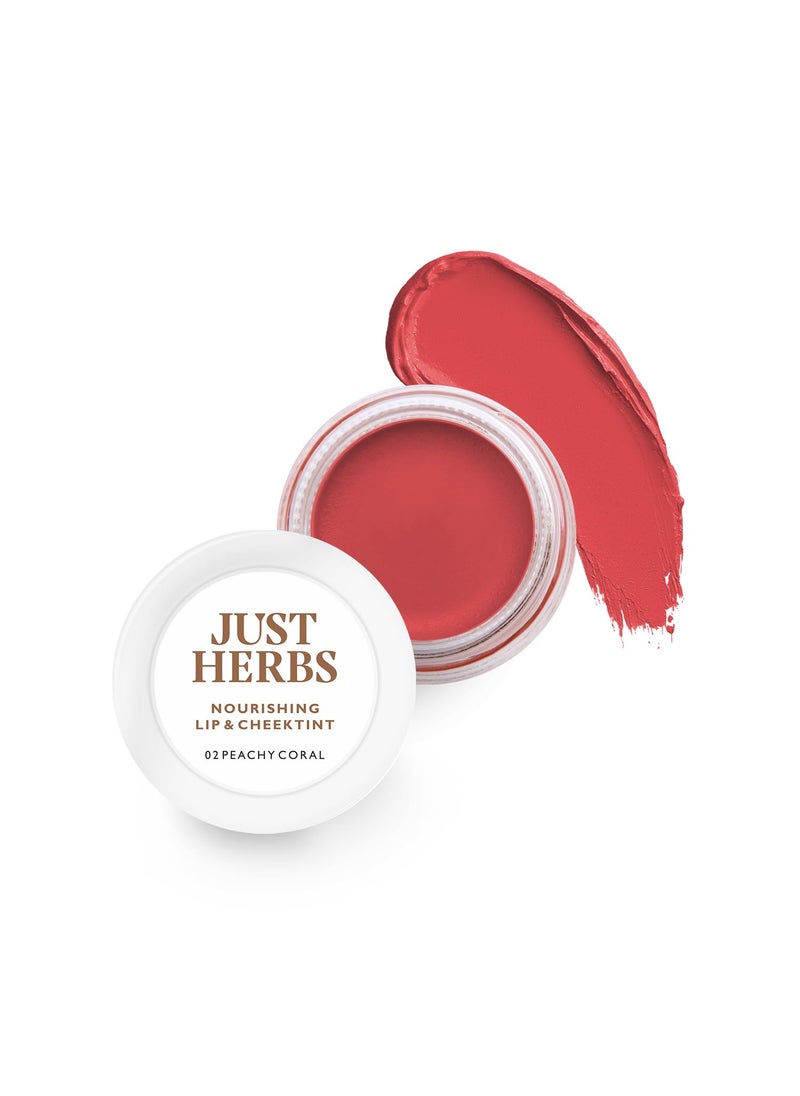 Just Herbs - Organic Creamy Matte 3 in 1 Lip & Cheek Tint, Blush For Women - SLS,Chemical & Paraben Free - 0.14 fl. oz. (Peachy coral) - Image 1