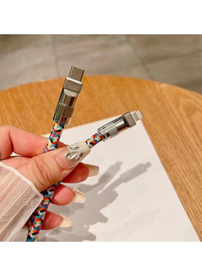 بيوينتي Fast Rechargeable Anti-Loss Phone Lanyard with Built-in Type-C to Lightning Cable, 60W Charging  480Mbps Data Transfer, Sturdy Nylon Braided Design for iPhone 14/13/12/11, Versatile Wrist Strap - Image 4