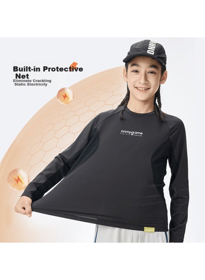 Onmygame Kids Fleece Quick-dry Long Sleeve T-shirt Autumn New Antibacterial Anti-static Light Pink 110 - Image 4