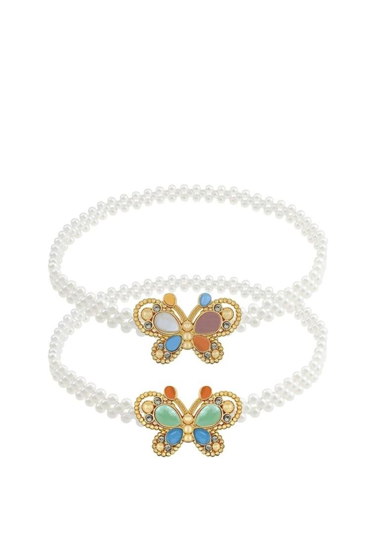 SYOSI Pearl Rhinestone Waist Belt for Women - Stylish Metal Buckle Skinny Waistband - Girls  Dresses Accessory - 2cm Wide Waistband Random Color 2PCS - Image 5