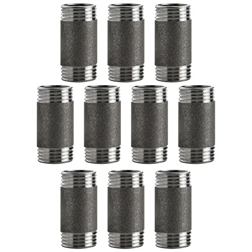 HomeExpert Home Expert 10 Pack 34 x 2 Industrial Pipe Malleable Cast Iron Heavy Duty Pre Cut Threaded Gray Pipe Fitting - Image 1