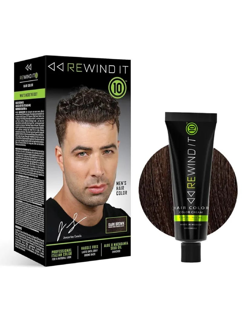 REWIND It 10 Hair Color For Men, Italian Formula, Ammonia Free Mens Hair Color, Dark Brown - Image 1