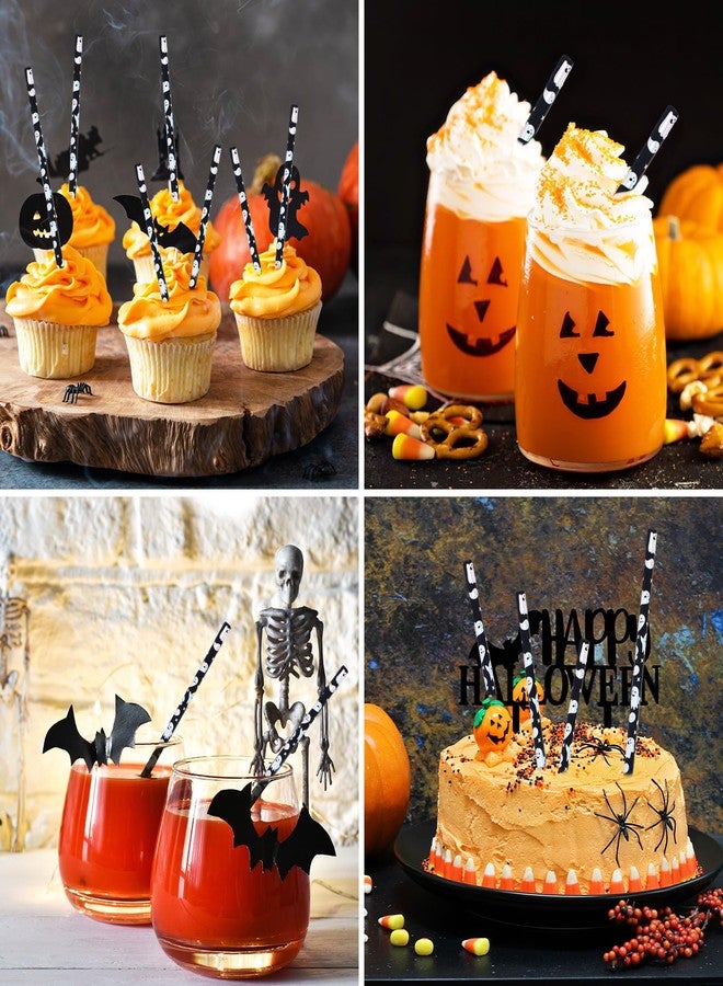 Whaline شعيرات ورقية هالوين من واهلين 200 قطعة، شعيرات قابلة للتصرف بتصميم شبح لامع باللونين الأسود والفضي لمستلزمات حفلات الهالوين المخيفة - Image 5