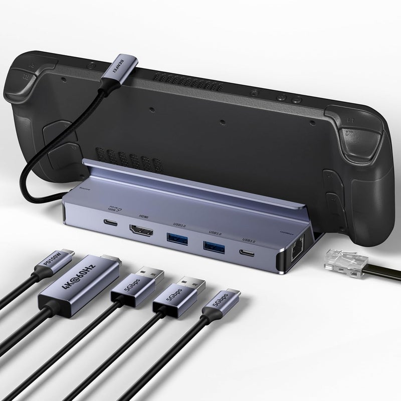 Benfei Steam Deck Dock, Docking Station for Steam Deck (OLED)/ROG Ally/Legion Go, 6-in-1 USB C Hub with HDMI 4K@60Hz, 1Gbps Ethernet, 1xUSB C 2X USB 3.0 Port, PD 100W Charging - Image 1