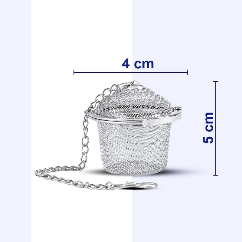 BLUE TEA شاي بلو دلو مصفاة شاي سهلة التنظيف مصفاة من الفولاذ المقاوم للصدأ مع خطاف سلسلة مثالية للشاي السائب والأعشاب والتوابل وفلتر دقيق مميز في برنامج شارك تانك قابلة لإعادة الاستخدام - Image 2