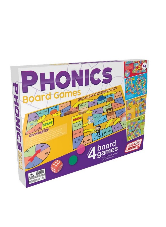 Junior Learning Junior Learning Phonics Board Games Set, 6 Counters, Ages 4-5, Language Skills, Pre K-K, Medium  - Image 1
