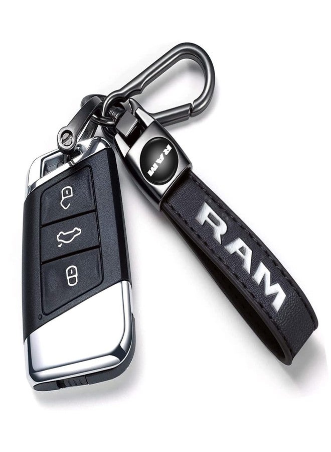 TACOMA Genuine Leather Car Keychain for Dodge RAM 1500 2500 3500 Key Chain for Men and Women Family Present Key Ring Accessories(Black) - Image 2