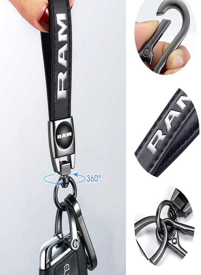 TACOMA Genuine Leather Car Keychain for Dodge RAM 1500 2500 3500 Key Chain for Men and Women Family Present Key Ring Accessories(Black) - Image 3