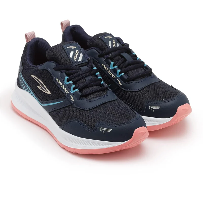 Asian Navy Blue Peach Sports Sneakers for Girls