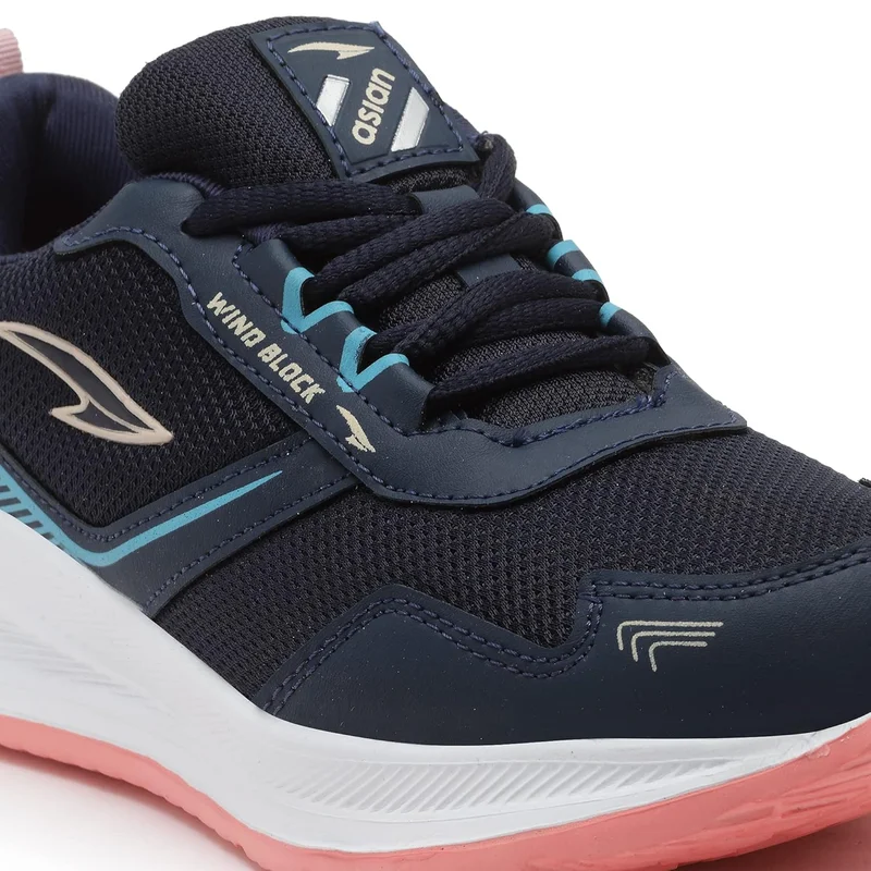 Asian Navy Blue Peach Sports Sneakers for Girls