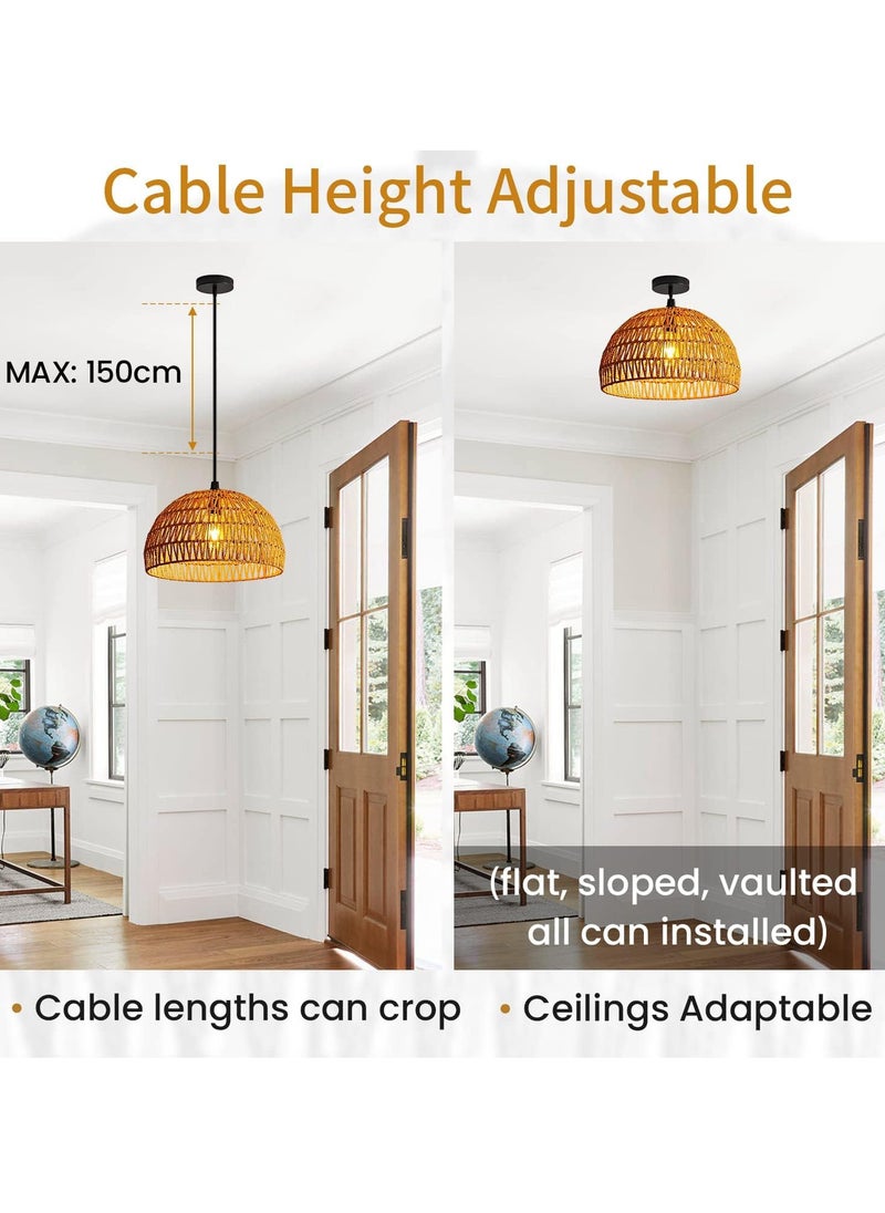 RATSAW Rattan Pendant Light Rattan Woven Lampshade Hanging Lamp for Dining Room Bulb Included  - Image 3