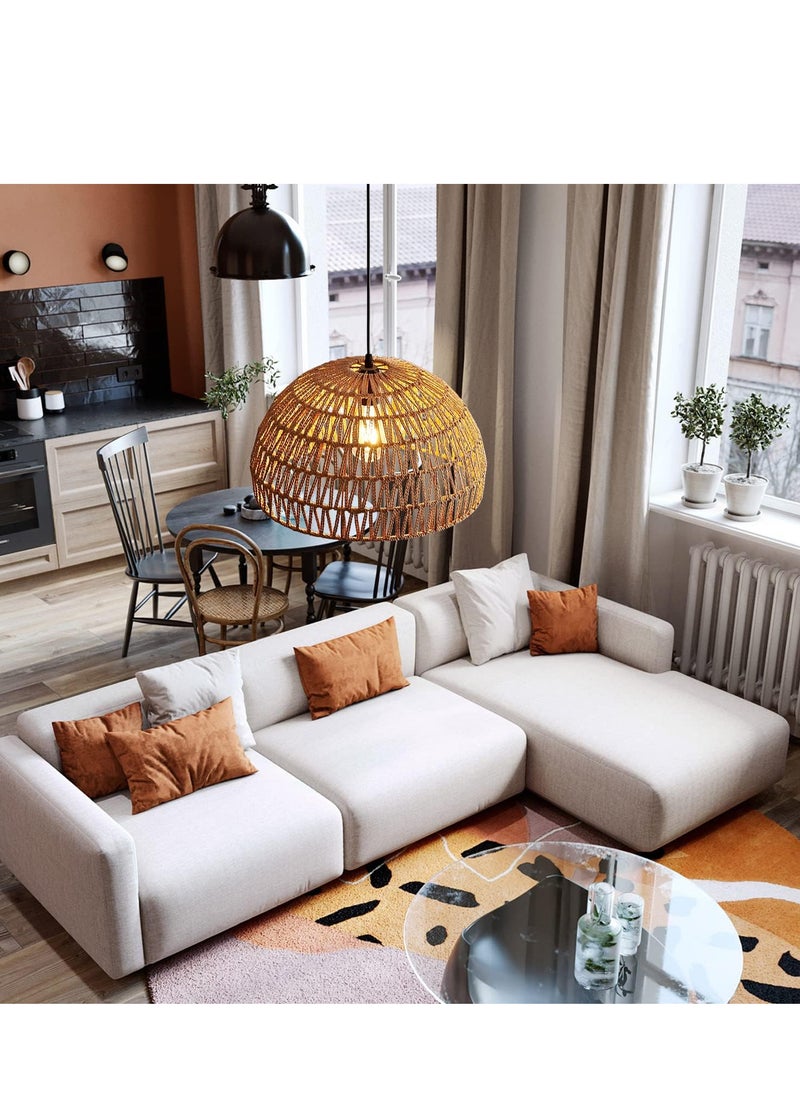 RATSAW Rattan Pendant Light Rattan Woven Lampshade Hanging Lamp for Dining Room Bulb Included  - Image 2