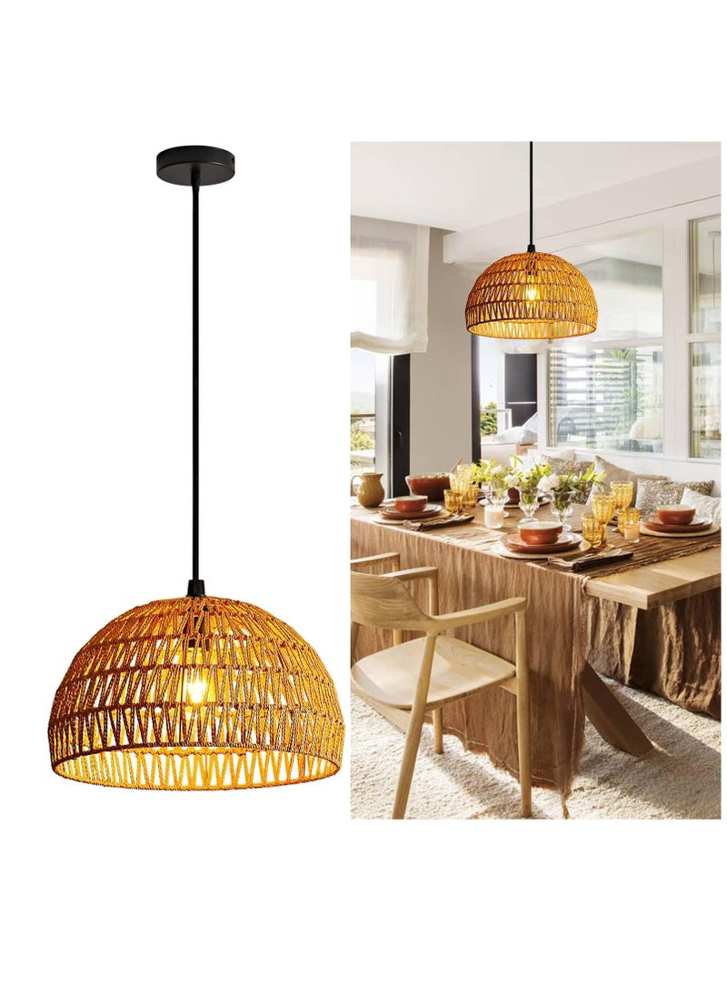 RATSAW Rattan Pendant Light Rattan Woven Lampshade Hanging Lamp for Dining Room Bulb Included  - Image 1