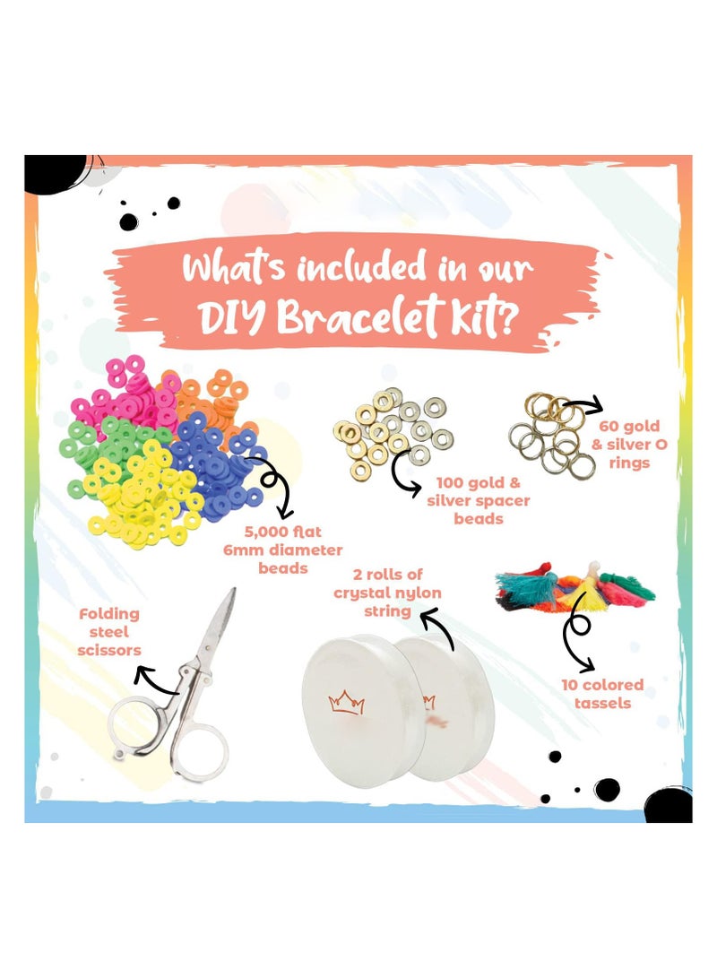 SYOSI مجموعة صنع أساور من خرز الطين 6000 قطعة من خرز البوليمر الفاصل خرز هيشي الطيني لصنع المجوهرات للأساور مجموعة صنع أساور DIY للأطفال والمراهقين من سن 8 إلى 12 عامًا عبوة من 24 لونًا من قوس قزح خرز 6 مم - Image 4