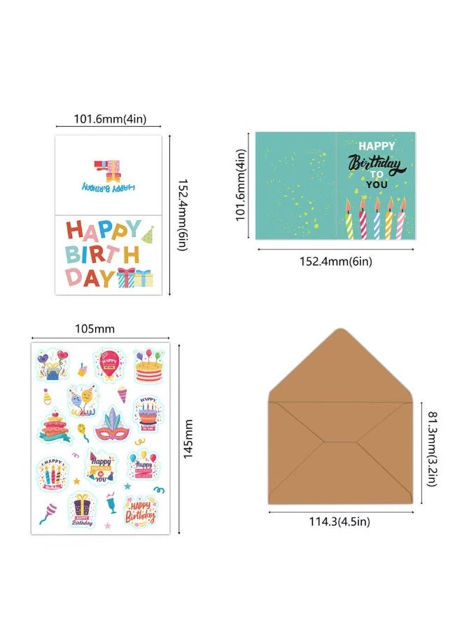 Generic 20pcs Birthday Greeting Cards – Assorted Designs with Envelopes & Stickers Set  - Image 4
