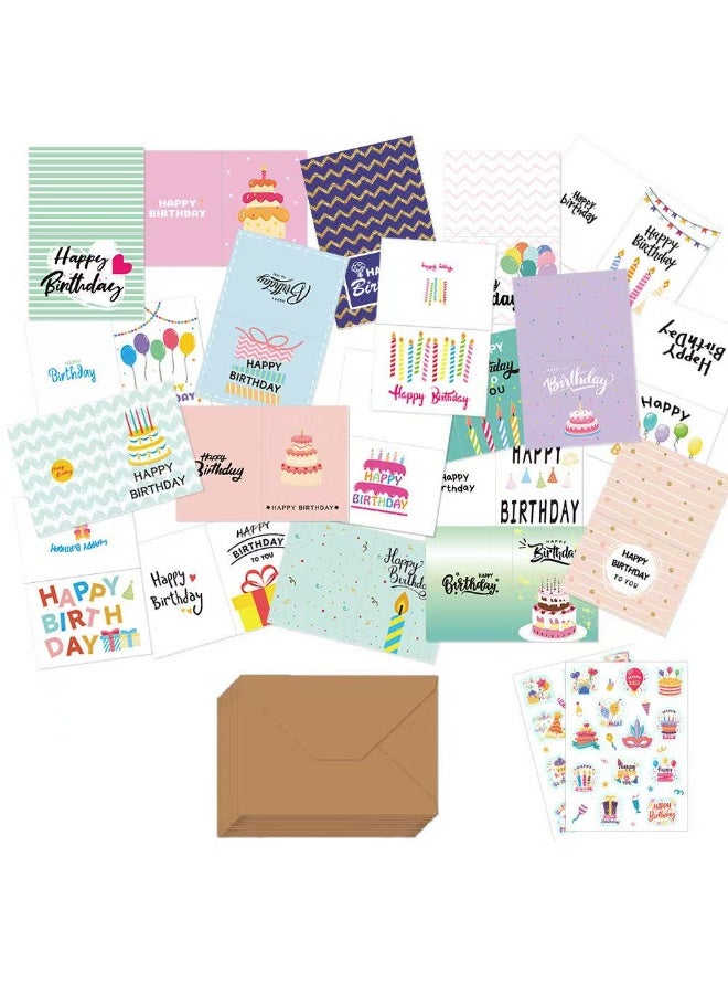 Generic 20pcs Birthday Greeting Cards – Assorted Designs with Envelopes & Stickers Set  - Image 2