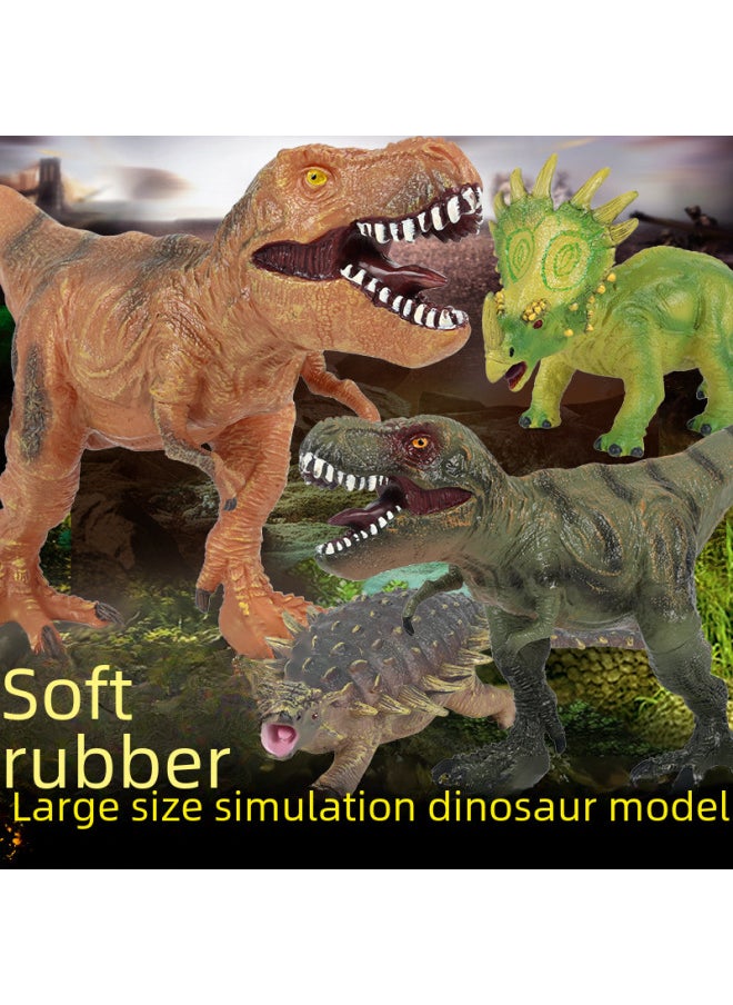 25cm Simulation Dinosaur Model Soft Glue Triceratops Stegosaurus Dinosaur Toy Animal Kingdom Children Model Cross Border-Color:Stegosaurus Huang K10