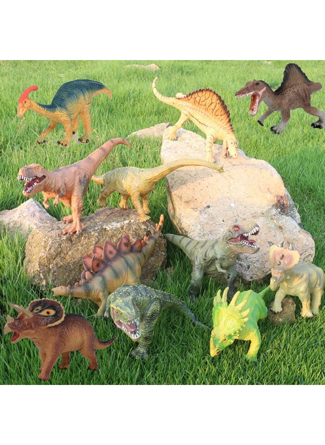 25cm Simulation Dinosaur Model Soft Glue Triceratops Stegosaurus Dinosaur Toy Animal Kingdom Children Model Cross Border-Color:Stegosaurus Huang K10