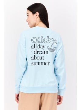 adidas Originals Women Sportswear Fit Long Sleeves Outdoor Sweatshirt, Sky Blue  - Image 3