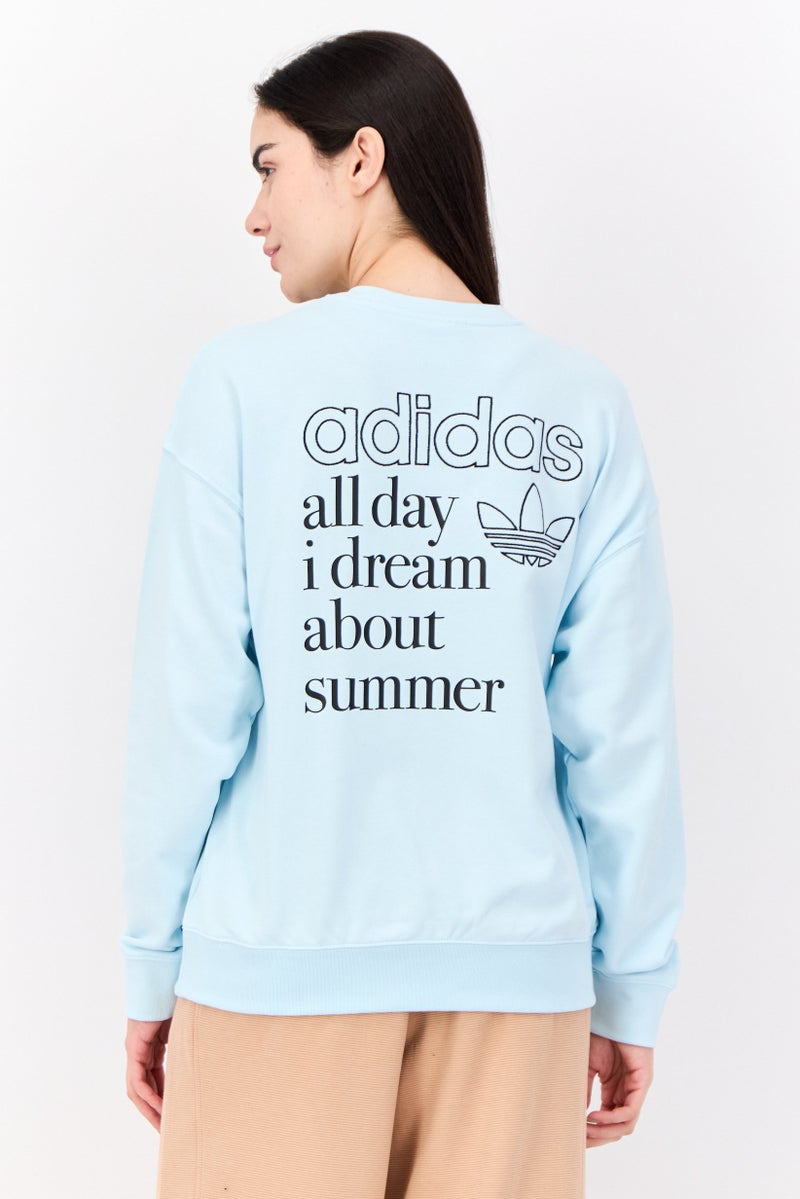 adidas Originals Women Sportswear Fit Long Sleeves Outdoor Sweatshirt, Sky Blue  - Image 3