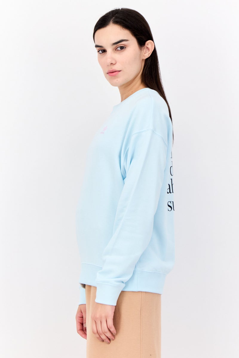adidas Originals Women Sportswear Fit Long Sleeves Outdoor Sweatshirt, Sky Blue  - Image 2