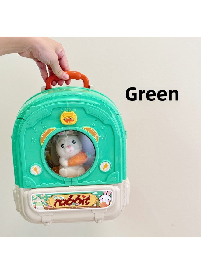 One Plus One Moe Rabbit Farm Space Bag Three-in-One Children's Play Toy Pet Double-Sided Backpack Birthday Gift-Color:One Moe Rabbit Farm Space Pack-Green - Image 1