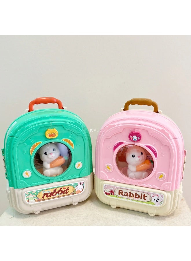 One Plus One Moe Rabbit Farm Space Bag Three-in-One Children's Play Toy Pet Double-Sided Backpack Birthday Gift-Color:One Moe Rabbit Farm Space Pack-Green - Image 3