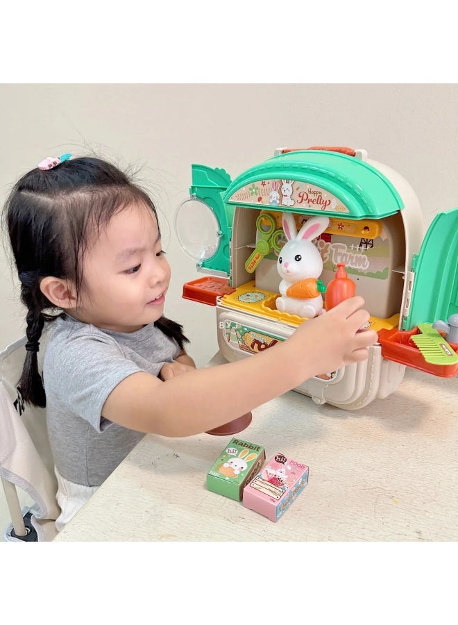 One Plus One Moe Rabbit Farm Space Bag Three-in-One Children's Play Toy Pet Double-Sided Backpack Birthday Gift-Color:One Moe Rabbit Farm Space Pack-Green - Image 5