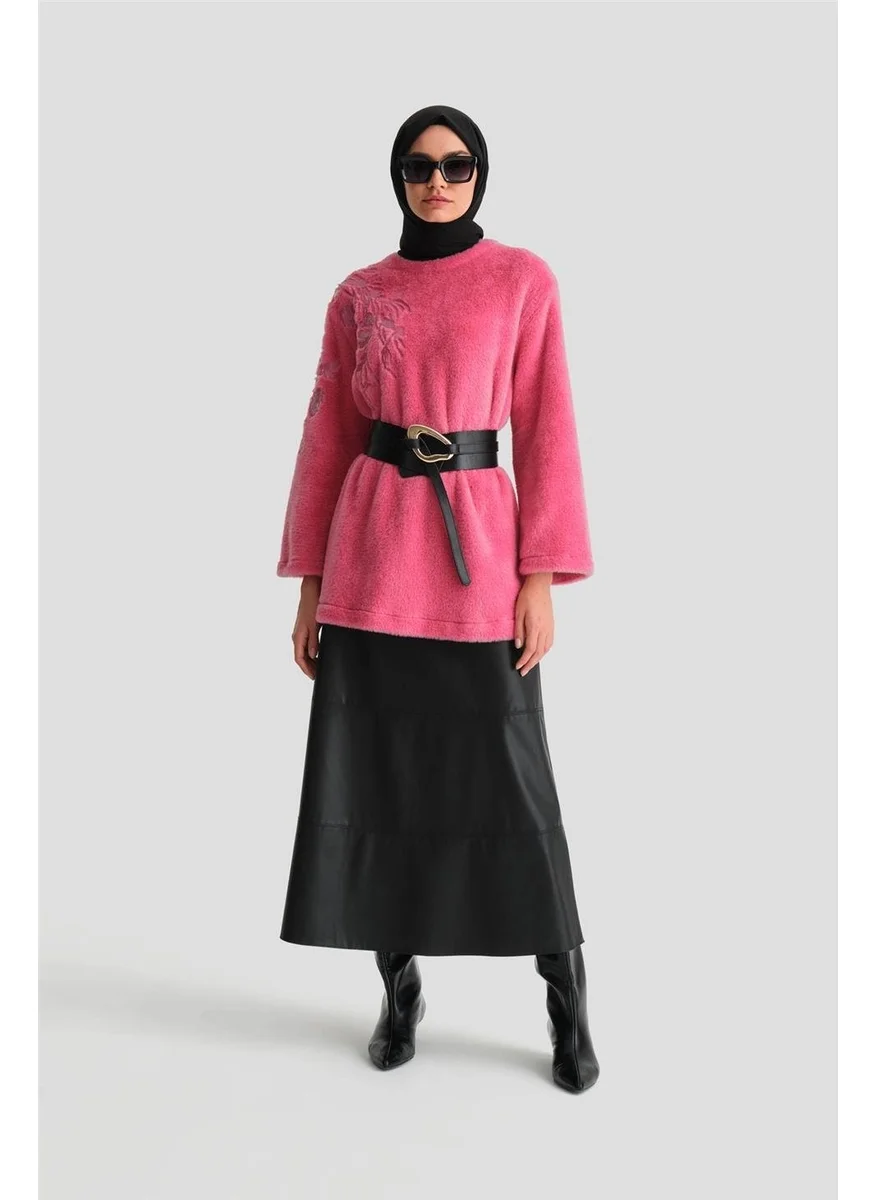 ARMINE Embroidered Detailed Plush Tunic 24K4304 Pink