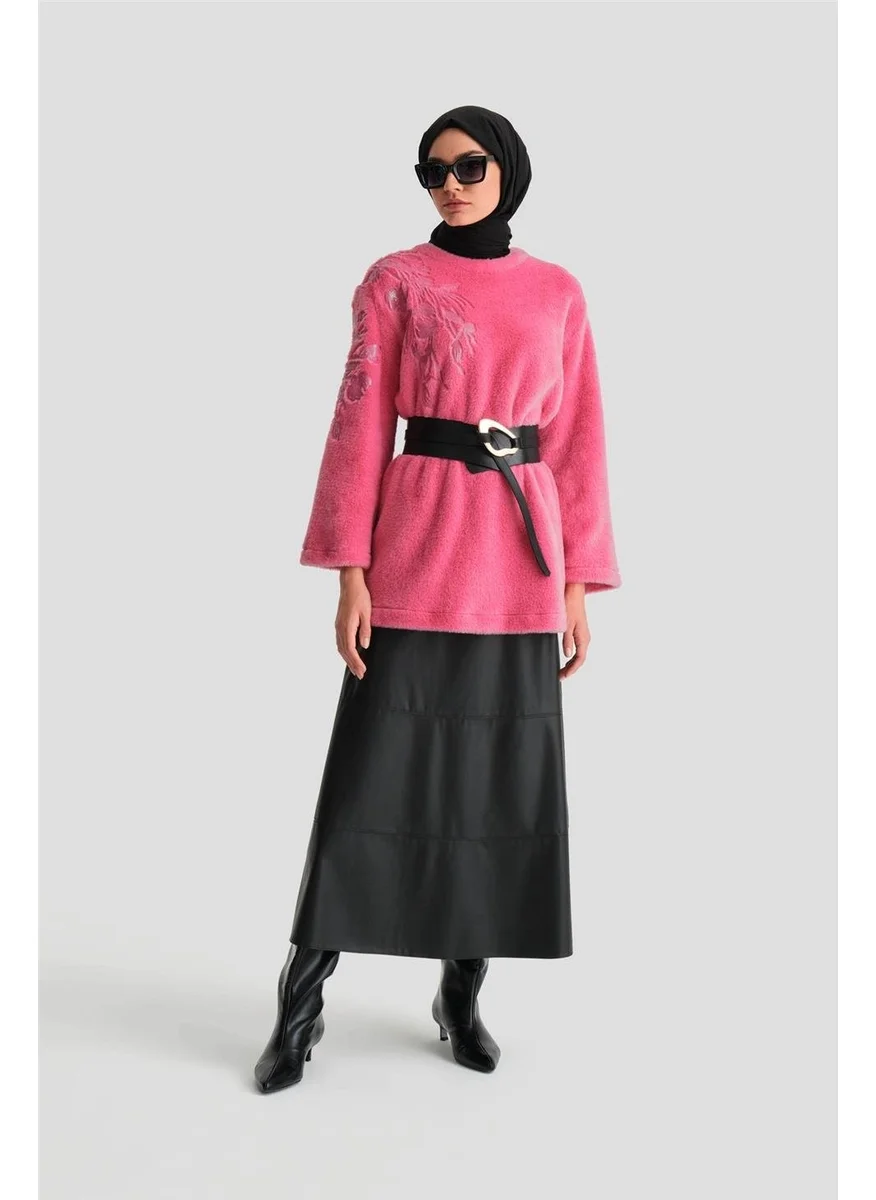 ARMINE Embroidered Detailed Plush Tunic 24K4304 Pink