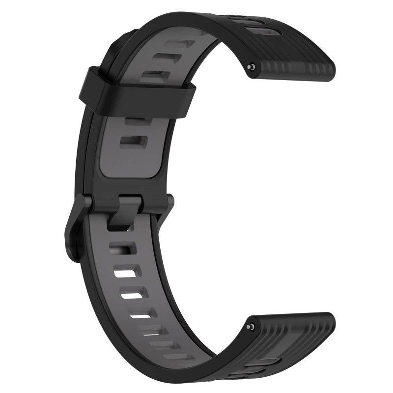 LOKEKE 22mm Leather Strap Compatible with Huawei GT3 SE – Black/Grey Replacement Watch Band - Image 1