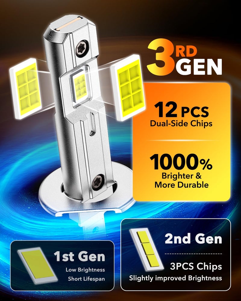 OXILAM H1 Bulbs 2026 1:1 Size Design, 1000% Brighter H1LL Fog Light Bulbs, 6500K White Light Bulb Non-polarity, Plug and Play, IP68, Pack of 2 - Image 4