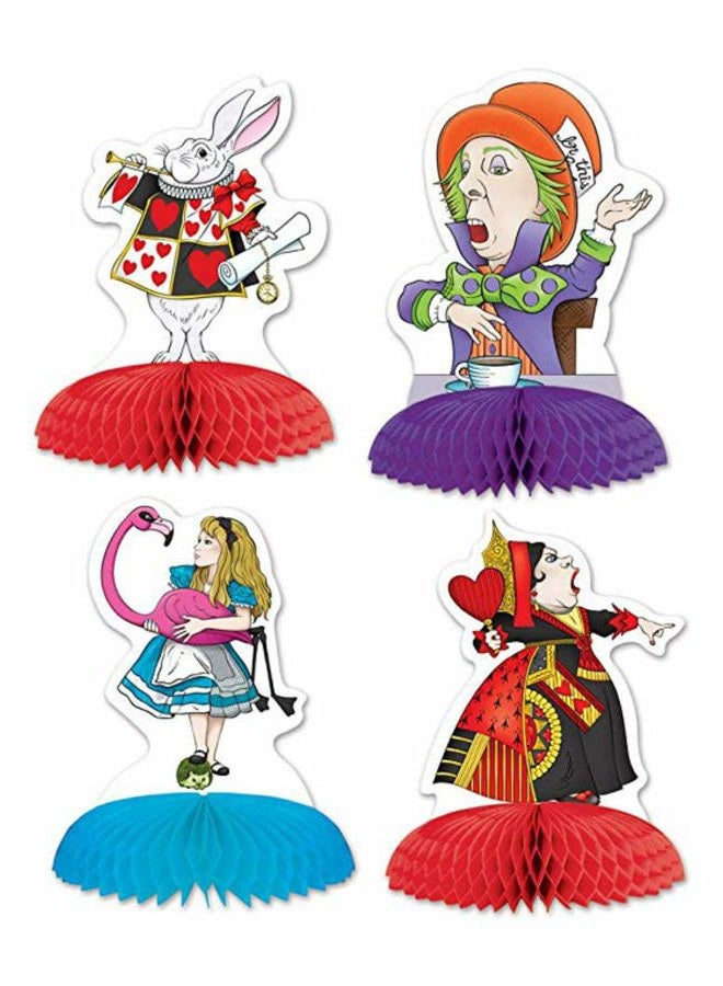 Beistle Alice in Wonderland Mini Centrepieces (4 Pack, 5 Inch, Eco Cardstock, Whimsical Style, Table Decoration, Centrepiece) - Image 3