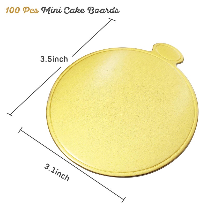 Mulyric Mini Round Cake Boards 3.1 Inch Mousse Cupcake Base, 100Pcs Gold Cake Plates for Home Kitchens & Bakeries (Gold, 3.1 Inch) - Image 3