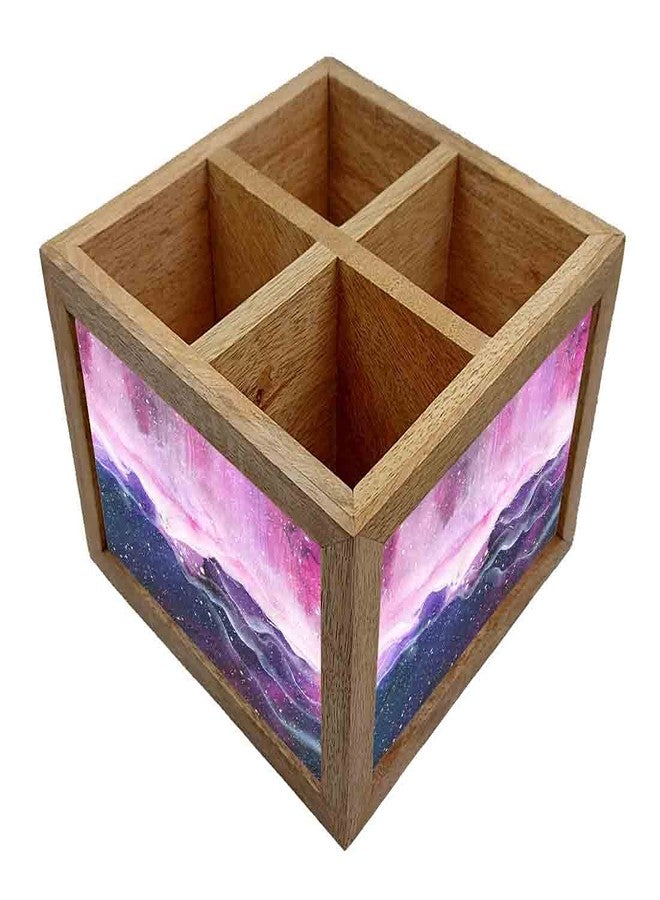 Nutcase Wooden Cutlery Stand Holder Silverware Caddy Spoons Forks Knives Organizer for Dining Table & Kitchen -Made in India-Spoons NOT Included - Space Colorful Watercolor - Image 3