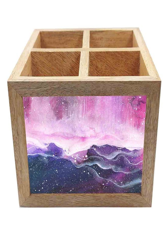 Nutcase Wooden Cutlery Stand Holder Silverware Caddy Spoons Forks Knives Organizer for Dining Table & Kitchen -Made in India-Spoons NOT Included - Space Colorful Watercolor - Image 4