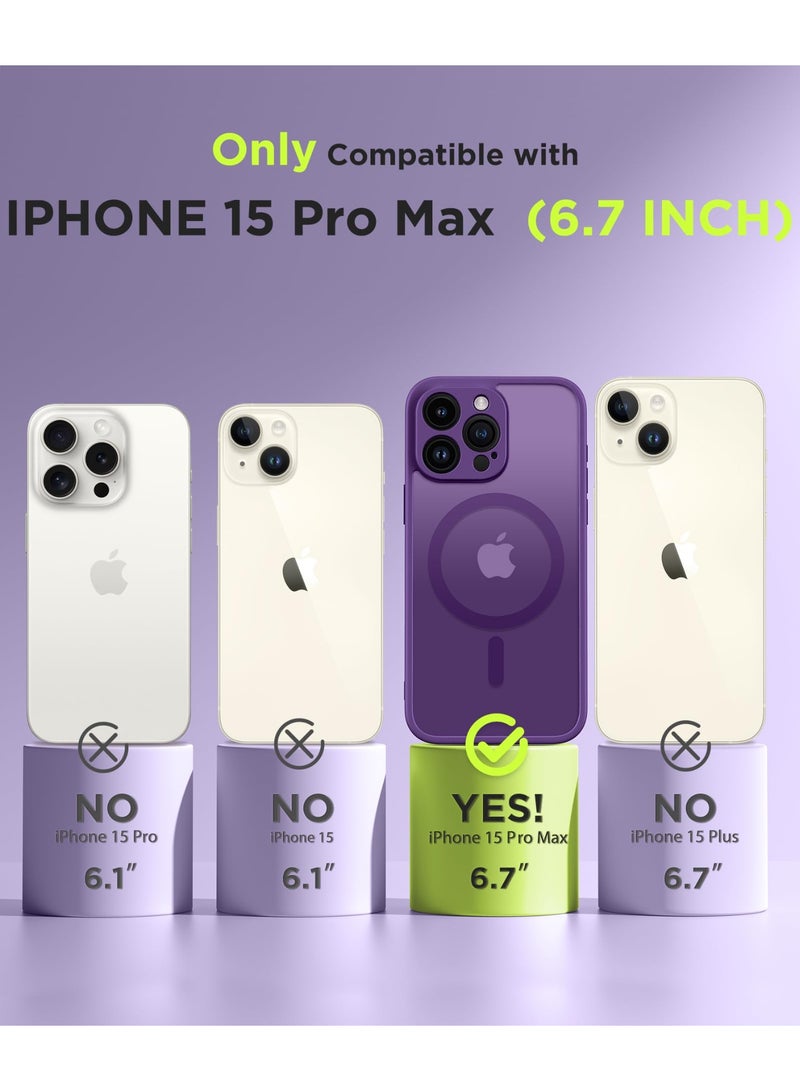 جولبينبوكس جراب مغناطيسي لهاتف iPhone 15 Pro Max، متوافق مع MagSafe، مزود بحماية كاملة للكاميرا وواقي شاشة للخصوصية، غطاء هاتف غير قابل للانزلاق، شفاف ومتين، بحجم 6.7 بوصة (أرجواني داكن)​ - Image 3