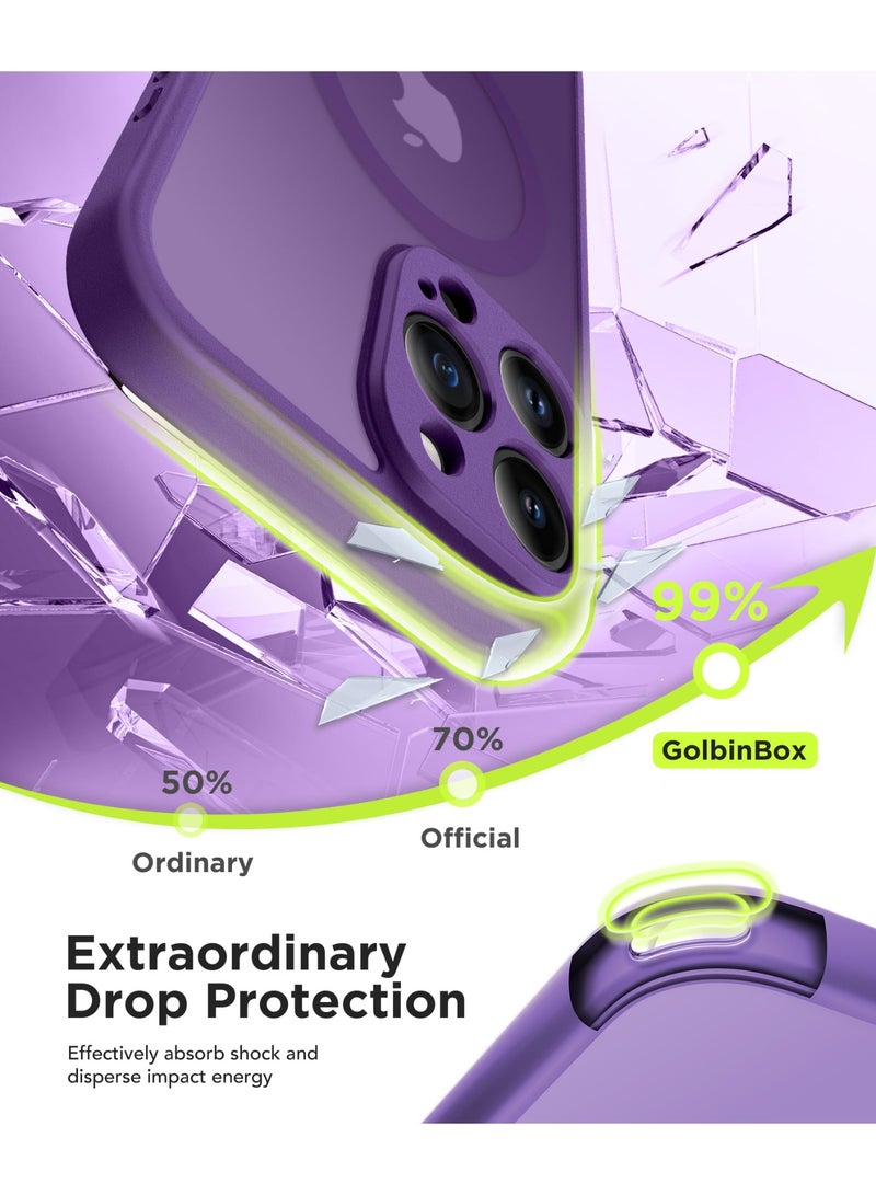 جولبينبوكس جراب مغناطيسي لهاتف iPhone 15 Pro Max، متوافق مع MagSafe، مزود بحماية كاملة للكاميرا وواقي شاشة للخصوصية، غطاء هاتف غير قابل للانزلاق، شفاف ومتين، بحجم 6.7 بوصة (أرجواني داكن)​ - Image 5