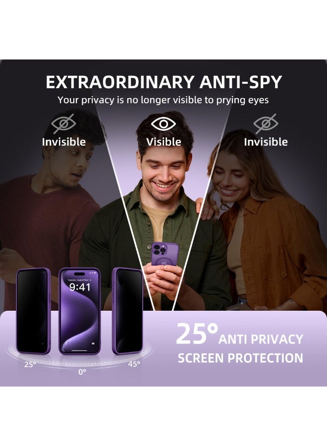 جولبينبوكس جراب مغناطيسي لهاتف iPhone 15 Pro Max، متوافق مع MagSafe، مزود بحماية كاملة للكاميرا وواقي شاشة للخصوصية، غطاء هاتف غير قابل للانزلاق، شفاف ومتين، بحجم 6.7 بوصة (أرجواني داكن)​ - Image 4