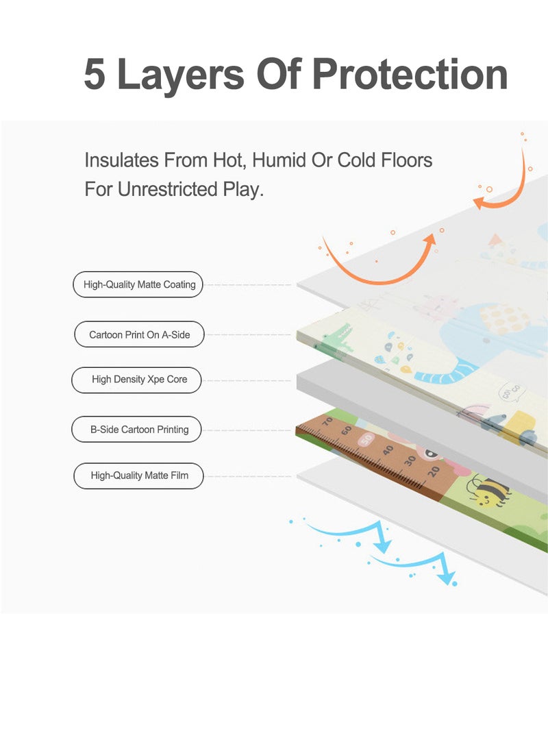 MaBaby Double-Sided Cartoon Folding Crawling Mat Living Room Home Thickening Moisture Barrier Floor Mat Baby Crawling Mat  - Image 5