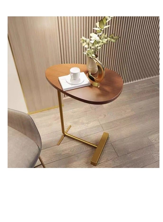 طاولة جانبية بسيطة وحديثة، طاولة جانبية للأريكة بجانب السرير، طاولة قهوة بيضاوية للقراءة، طاولة شاي ذهبية اللون، حامل من الخشب الصلب، أثاث غرفة المعيشة - Image 2