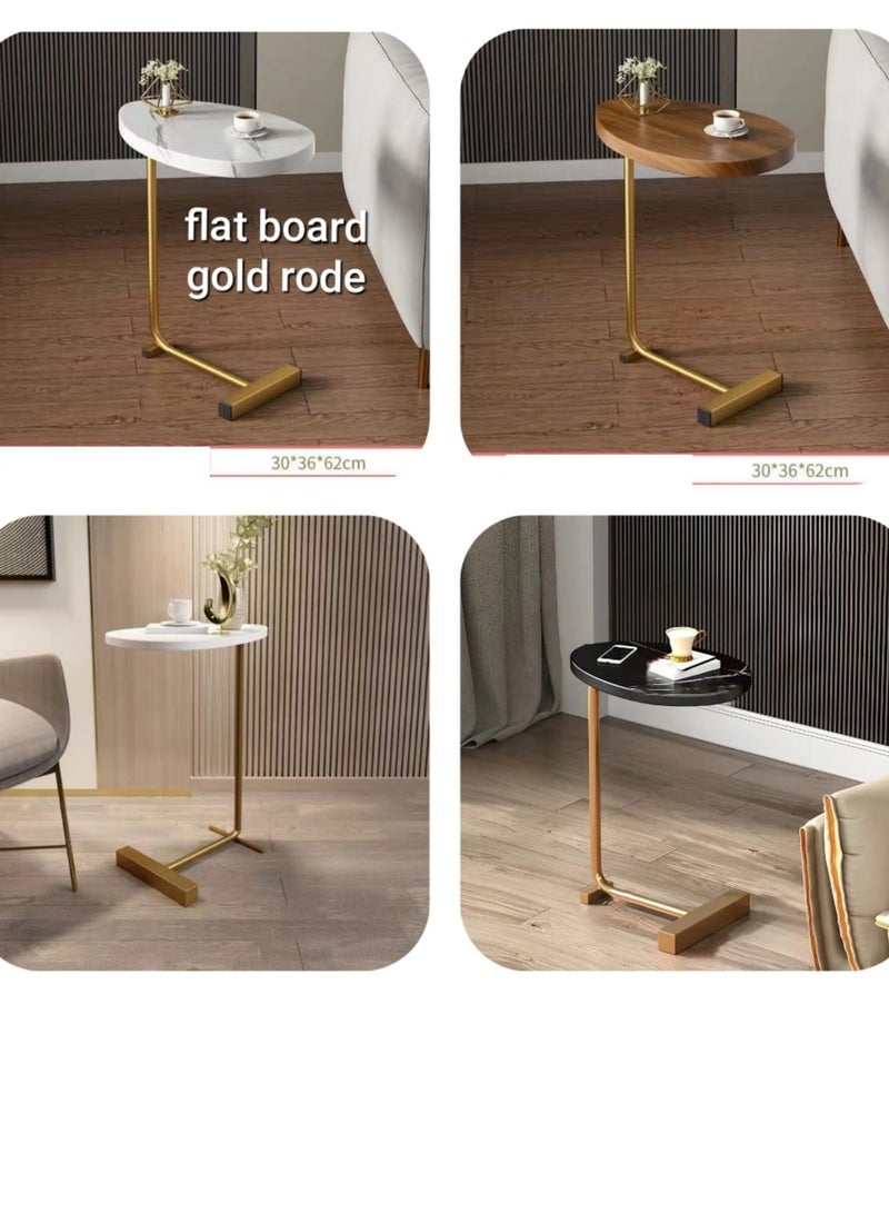 طاولة جانبية بسيطة وحديثة، طاولة جانبية للأريكة بجانب السرير، طاولة قهوة بيضاوية للقراءة، طاولة شاي ذهبية اللون، حامل من الخشب الصلب، أثاث غرفة المعيشة - Image 3