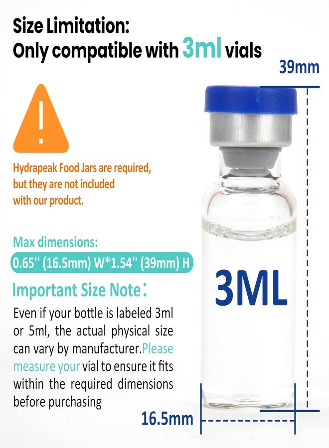 Viotiin Silicone 3ml Vial Insert(1 Short +2 Tall) Compatible with Hydrapeak Food Jars – Fits 32/25/18oz Food Thermos, 48-Vial Maximum Capacity – Peptide Vial Storage for Freezer/Fridge (No Jar and Vial) - Image 2